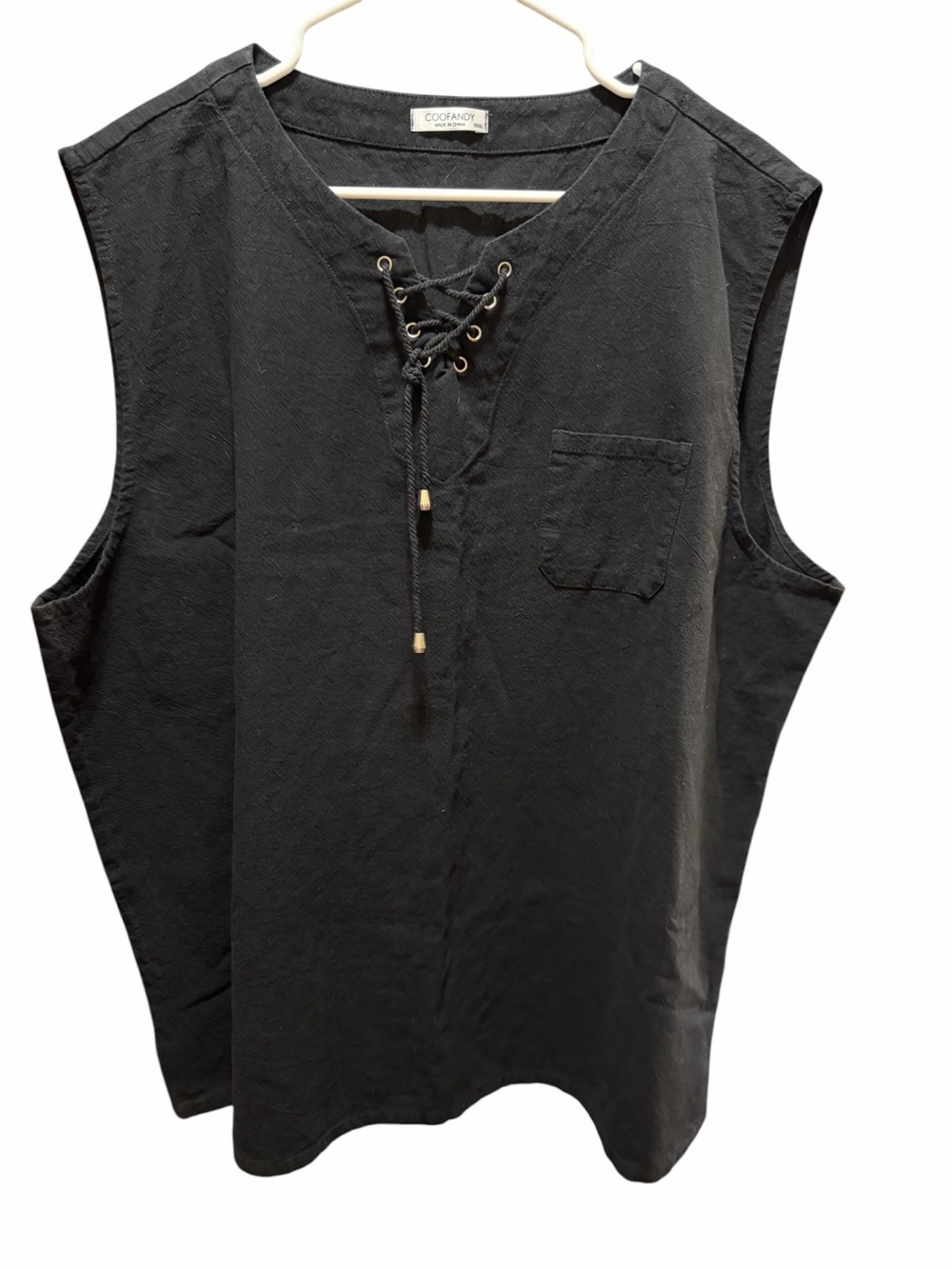 COOFANDY Women's Black Lace-Up Sleeveless Tank Top